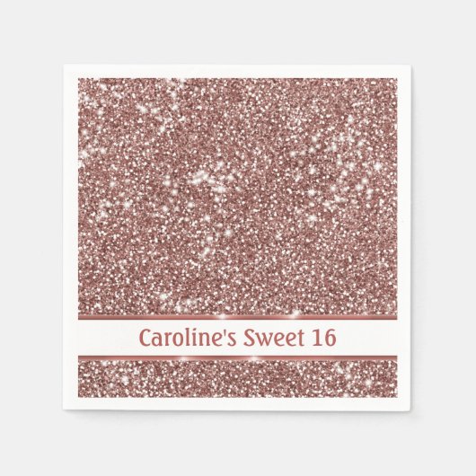 Imitate Rose Gold Glitzer Textur Look & Custom Tex Serviette (Vorderseite)