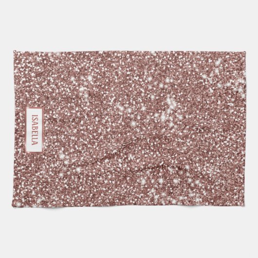 Imitate Rose Gold Glitzer Textur Look & Individuel Geschirrtuch (Horizontal)