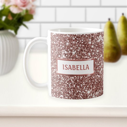 Imitate Rose Gold Glitzer Textur mit Ihrem Namen a Kaffeetasse