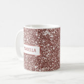 Imitate Rose Gold Glitzer Textur mit Ihrem Namen a Kaffeetasse (Vorderseite Links)