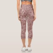 Imitate Rose Gold Glitzer Texture Look-like Design Capri Leggings (Rückseite)