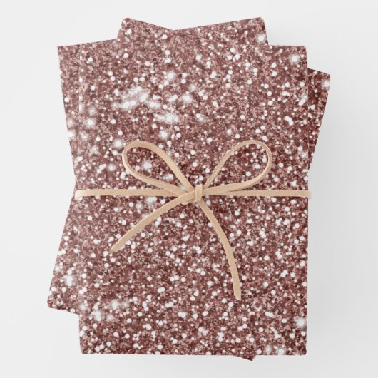 Imitate Rose Gold Glitzer Texture Look-like Design Geschenkpapier Set (Beispiel)
