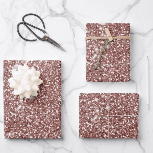 Imitate Rose Gold Glitzer Texture Look-like Design Geschenkpapier Set
