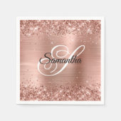 Imitate Rose Gold Glitzer und Extravagantes Monogr Serviette (Vorderseite)