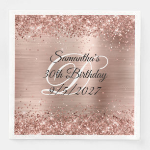 Imitate Rose Gold Glitzer und Foil 30. Geburtstag Serviette