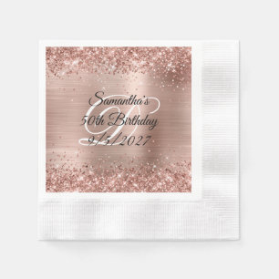 Imitate Rose Gold Glitzer und Foil 50. Geburtstag Serviette