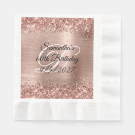 Imitate Rose Gold Glitzer und Foil 60. Geburtstag Serviette