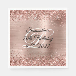 Imitate Rose Gold Glitzer und Foil 70. Geburtstag Serviette