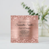 Imitate Rose Gold Glitzer und Foil Sweet 16 Einladung (Stehend Vorderseite)