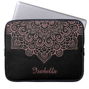Imitate Rose Gold Gold Intricate Lace Mandala BLAC Laptopschutzhülle