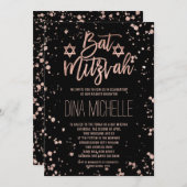 Imitate Rose Gold Konfetti Spritzer Bat Mitzvah Einladung (Vorne/Hinten)
