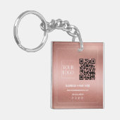 Imitate Rose Gold | Kundenspezifisches QR-Code-Fir Schlüsselanhänger (Vorderseite links)