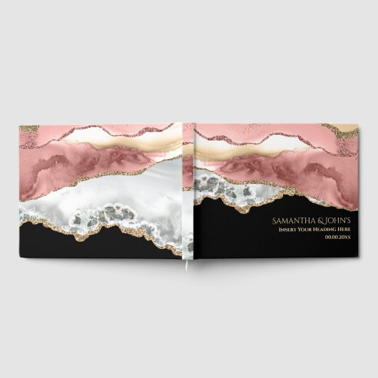 Imitate Rose Gold lebendige chic Edelsteingeode ag Gästebuch (Voll)