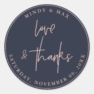 IMITATE ROSE GOLD LIEBE+DANK SIGNATURE SCRIPT RUNDER AUFKLEBER