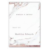 Imitate Rose Gold Marmor moderne Foldable Platzkar Tischnummer (Vorderseite)