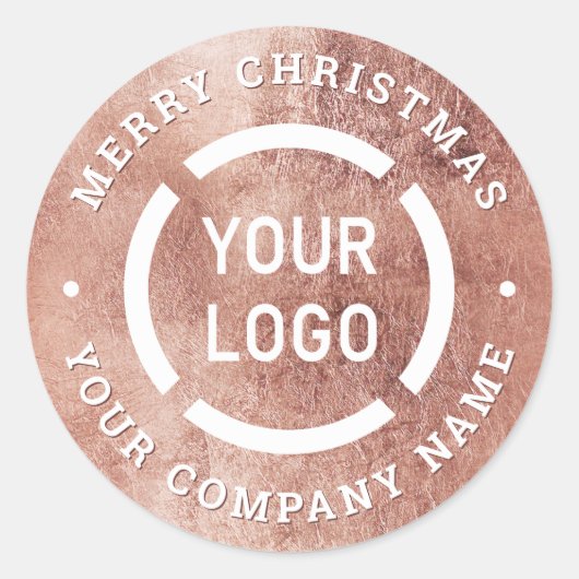 Imitate Rose Gold Merue Weihnachtsfirma Logo Runder Aufkleber (Vorderseite)