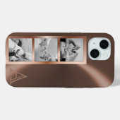 Imitate Rose Gold Metallic 3 Foto Collage Monogram Case-Mate iPhone Hülle (Rückseite (Horizontal))