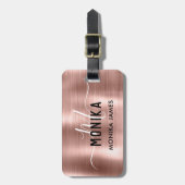 Imitate Rose Gold-Metallstahl-Monogramm kundenspez Gepäckanhänger (Vorderseite vertikal)