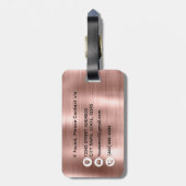 Imitate Rose Gold-Metallstahl-Monogramm kundenspez Gepäckanhänger (Rückseite vertikal)