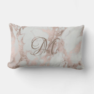 Imitate Rose Gold mit bearbeitbarem Monogramm Lendenkissen