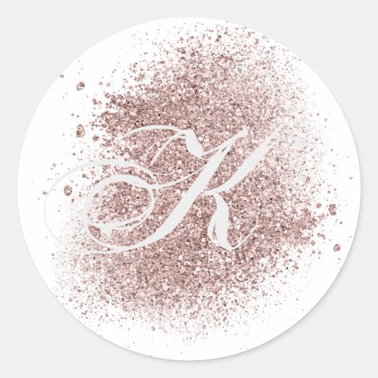 Imitate Rose Gold Monogramm Aufkleber (Vorderseite)
