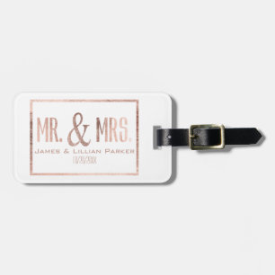 Imitate Rose Gold Mr. und Mrs. Monogram Wedding Gepäckanhänger