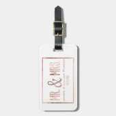 Imitate Rose Gold Mr. und Mrs. Monogram Wedding Gepäckanhänger (Vorderseite vertikal)