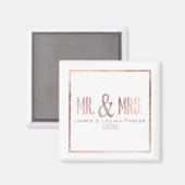 Imitate Rose Gold Mr. und Mrs. Monogram Wedding Magnet (Vorderseite/Rückseite)