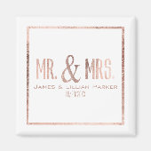Imitate Rose Gold Mr. und Mrs. Monogram Wedding Magnet (Vorne)