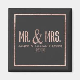 Imitate Rose Gold Mr. und Mrs. Monogram Wedding Magnet
