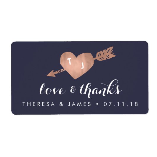 Imitate Rose Gold & Navy Gastgeschenk Hochzeit Lab (Vorne)