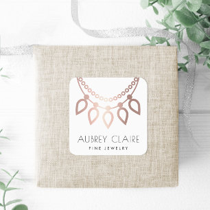 Imitate Rose Gold Necklace   Juwelierlogo Quadratischer Aufkleber