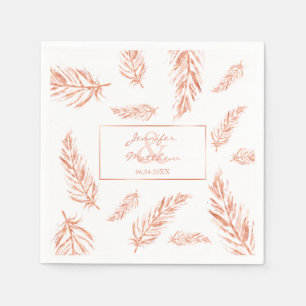 Imitate Rose Gold Pink Feathers Hochzeitscoupenne Serviette
