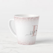 Imitate Rose Gold Rosa Glitzer Monogramm Name Girl Milchtasse (Linke Ecke)