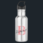 Imitate Rose Gold Rosa Glitzer Monogramm Name Nied Edelstahlflasche<br><div class="desc">Hübsche helle Korallen rosa rustikale moderne angesagte fett gezeichnete Buchstaben Monogramm auf einer Edelstahl-Wasser-Flasche aus Metall mit einem hübschen Skriptnamen und erste Personalisierung,  die schick und gürtlich aussieht.</div>