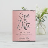 Imitate Rose Gold Save the Date Postkarte (Stehend Vorderseite)
