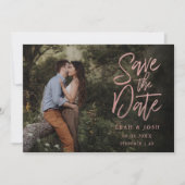 Imitate Rose Gold Save the Date Postkarte (Vorderseite)