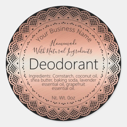 Imitate Rose Gold Sticker Etikett Handmade Deodora (Vorderseite)
