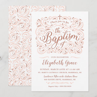 Imitate Rose Gold Taufe Einladung