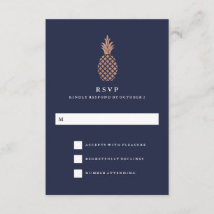 Imitate Rose Gold und Ananas Hochzeit RSVP Karte