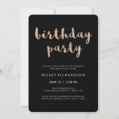 Imitate Rose Gold und Black Birthday Party Einladung (Vorderseite)