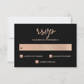 Imitate Rose Gold und Black Bokeh Herz Hochzeit RS RSVP Karte (Vorderseite)