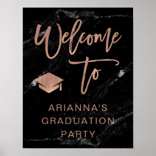Imitate Rose Gold und Marmor Grad Party Willkomm Poster