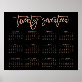 Imitate Rose Gold und Schwarz Modern 2017 Kalender Poster