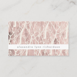 Imitate Rose Gold und Weiße Trendbaummuster Visitenkarte