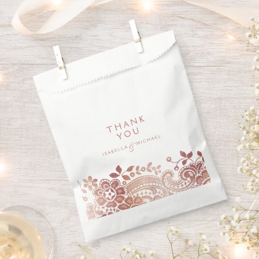 Imitate Rose Gold Vintage Spitzen Gastgeschenk Hoc Geschenktütchen (Ausgeschnitten)
