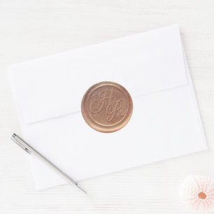 Imitate Rose Gold Wax Wedding Monogram Umschlag Au Runder Aufkleber
