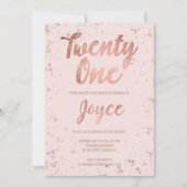 Imitate Rose Goldbarren Konfetti Rose 21. Geburtst Einladung (Vorderseite)