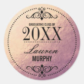 Imitate Rose Goldene Foil Eleganter Abschluss Stic Runder Aufkleber (Vorderseite)