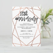 Imitate Rose Goldene Geometrie 10. Hochzeitstag Einladung (Stehend Vorderseite)